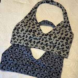 Ryderwear Leopard Print Sports Bras - Gray and Black